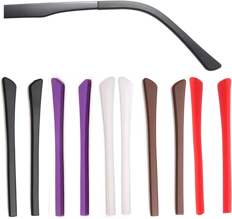 KECHIO Glasses Temple End Tips Soft Silicone Anti Slip Socks Replacement for Eyeglass Thin Arm Covers 5 Pairs - Image 1